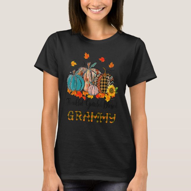 Thankful Grateful Blessed Grammy Pumpkins Thanksgi T Shirt (Framsida)