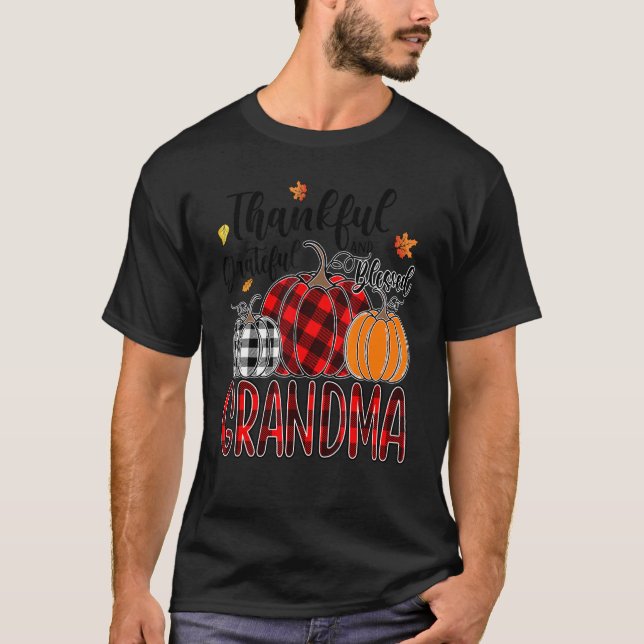 Thankful Grateful Blessed Grandma Pumpkin Truck Th T Shirt (Framsida)