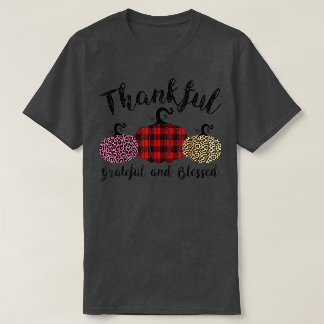 Thankful Grateful Blessed Leopard Pumpkin Thanksgi T Shirt (Design framsida)