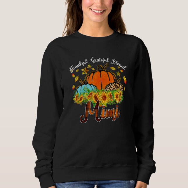 Thankful Grateful Blessed Mimi Pumpkin Leopard Pla T Shirt (Framsida)