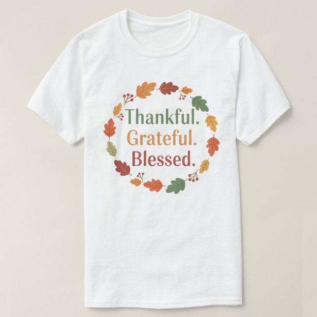 Thankful Grateful Blessed | Minimal Thanksgiving  T Shirt (Design framsida)