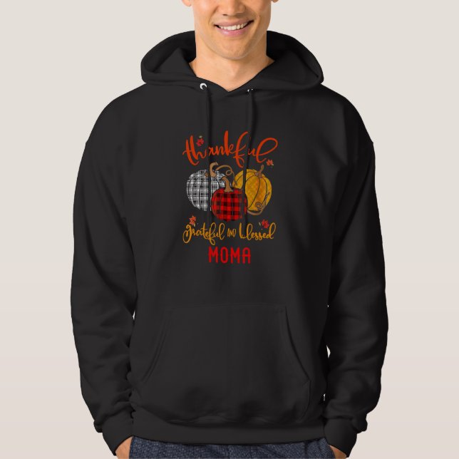 Thankful Grateful Blessed Moma Autumn Fall Pumpkin Hoodie (Framsida)
