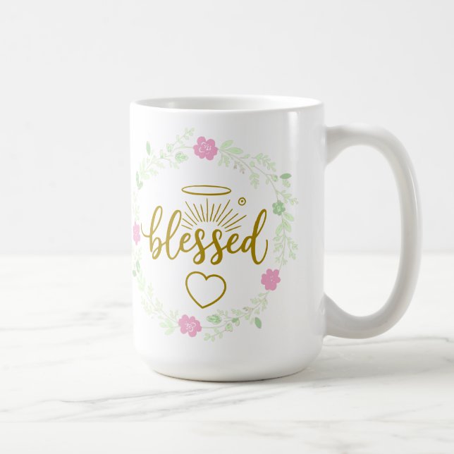 Thankful Grateful Blessed Mug – Positive Inspirati Kaffemugg (Höger)
