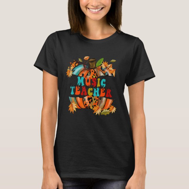 Thankful Grateful Blessed Music Teacher Pumpkin Au T Shirt (Framsida)