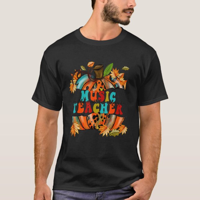 Thankful Grateful Blessed Music Teacher Pumpkin Au T Shirt (Framsida)