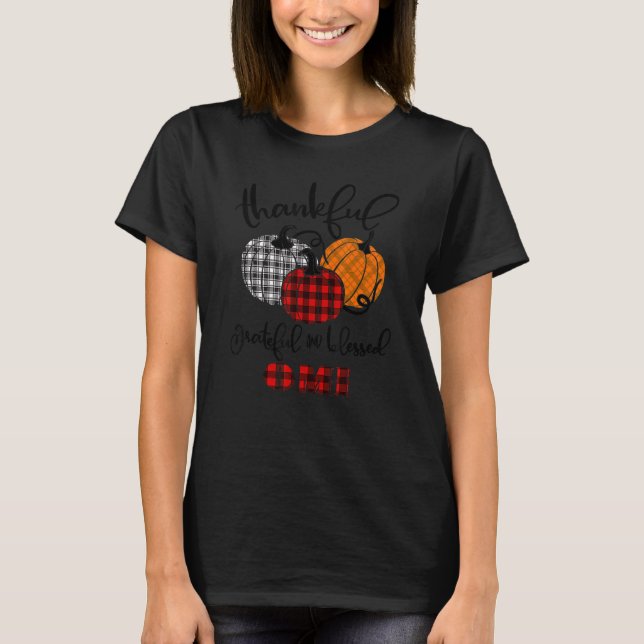 Thankful Grateful Blessed Omi Autumn Fall Pumpkin  T Shirt (Framsida)
