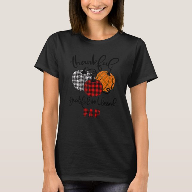 Thankful Grateful Blessed Pap Autumn Fall Pumpkin  T Shirt (Framsida)