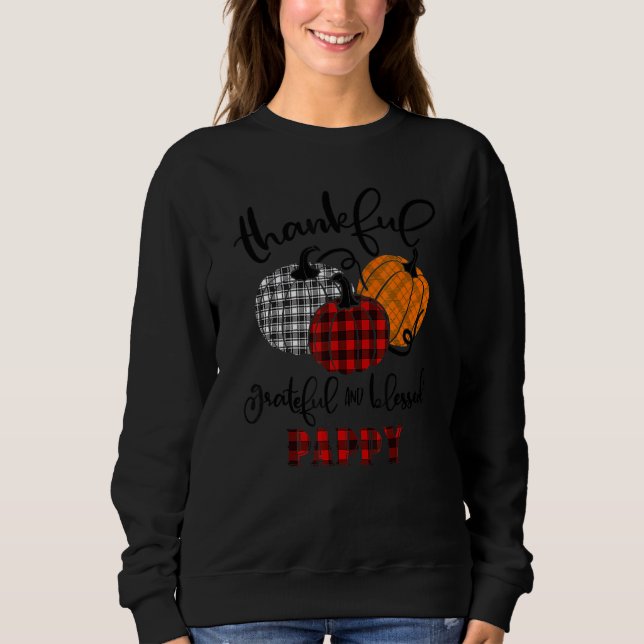 Thankful Grateful Blessed Pappy Autumn Fall Pumpki T Shirt (Framsida)