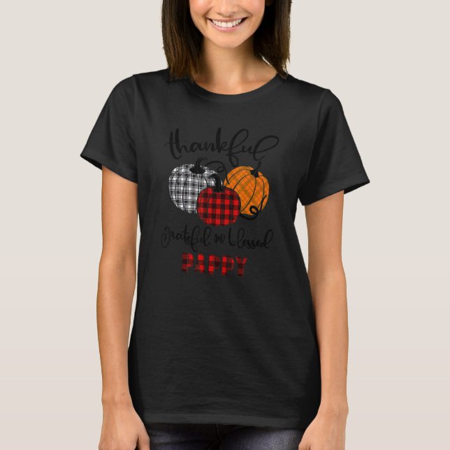 Thankful Grateful Blessed Pappy Autumn Fall Pumpki T Shirt (Framsida)