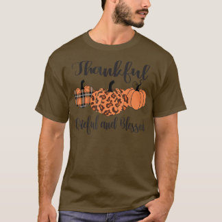 Thankful Grateful Blessed Plaid Leopard Pumpkin Th T Shirt