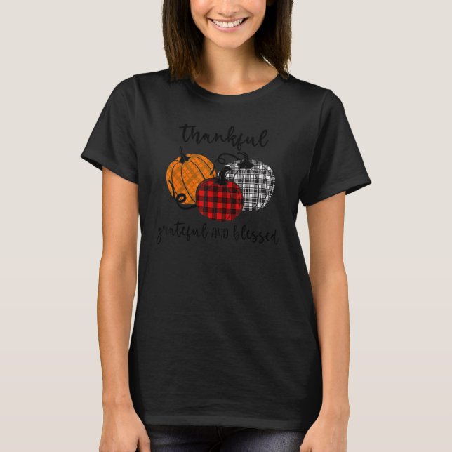 Thankful Grateful Blessed Plaid  Thanksgiving Men  T Shirt (Framsida)