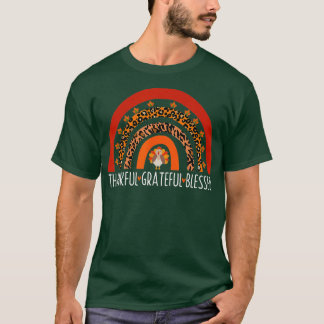 THANKFUL GRATEFUL BLESSED Rainbow Turkey Thanksgiv T Shirt