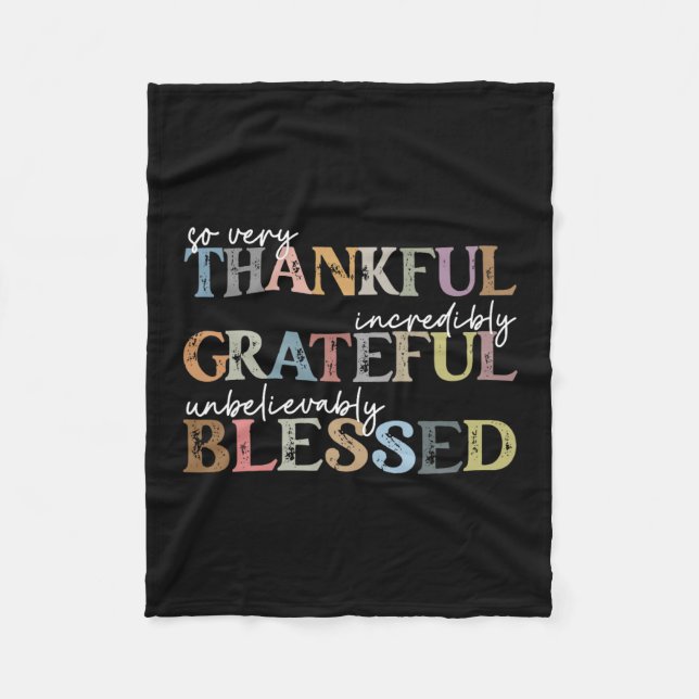 Thankful Grateful Blessed Thanksgiving Autumn Fall Fleecefilt (Framsidan)