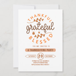 Thankful Grateful Blessed Thanksgiving Party Inbjudningar