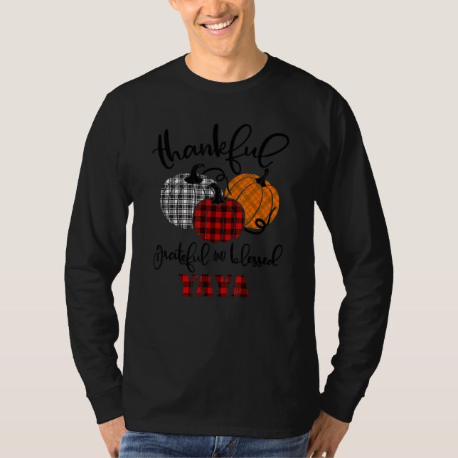 Thankful Grateful Blessed Yaya Autumn Fall Pumpkin T Shirt (Framsida)