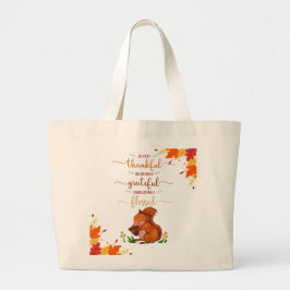 Thankful Grateful Cute Squirrel Fall Theme Tote  Jumbo Tygkasse