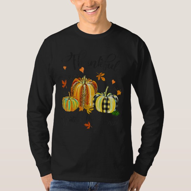 Thankful Greatful And Blessed Fall Vibes Pumpkins T Shirt (Framsida)