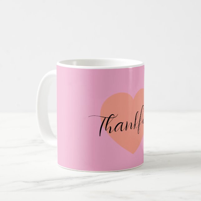 Thankful Heart Mug – Minimal Double Heart Design | Kaffemugg (Framsida vänster)