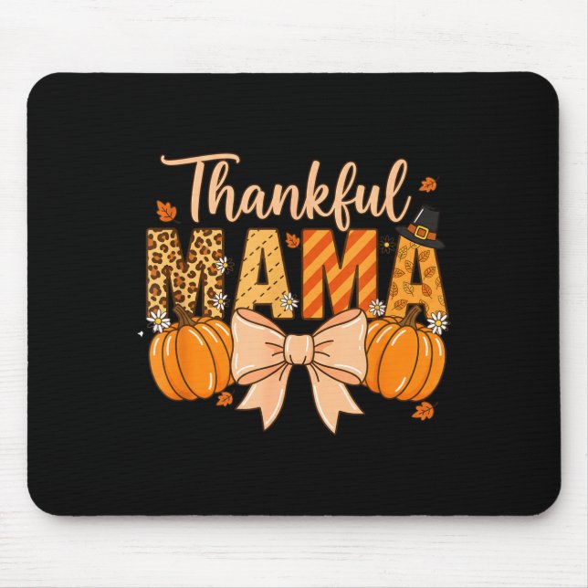 Thankful Mama Pumpkin Fall Coquette Bow Thanksgivi Musmatta (Framsidan)