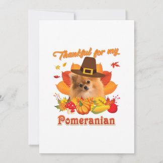 Thankful My Pomeranian Dog Thanksgiving Im Pumpki Julkort