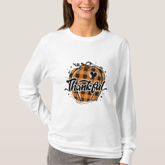 Thankful Pumpkin Buffalo Plaid T Shirt