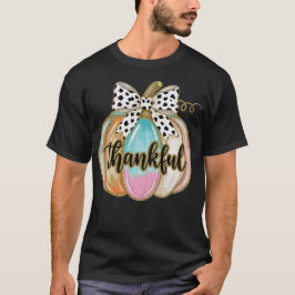 Thankful Pumpkin Coquette Bow Thanksgiving Fall T Shirt