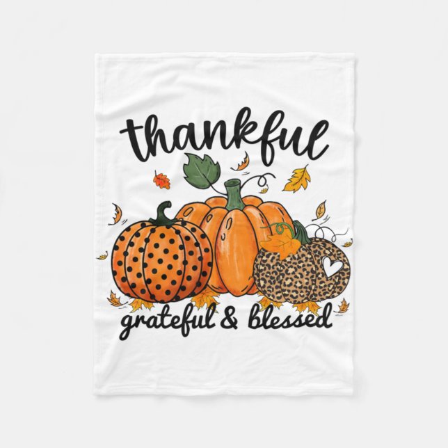 Thankful Pumpkin Grateful And Blessed  Fleecefilt (Framsidan)