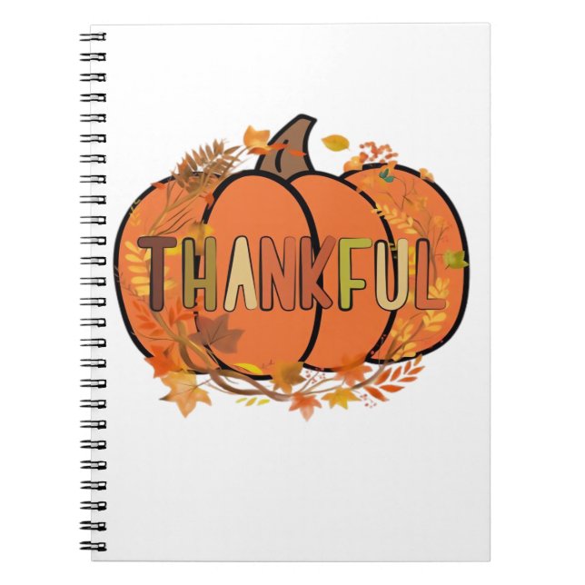 Thankful Pumpkin Thanksgiving T-Shirt - Gifts - De Anteckningsbok (Framsidan)