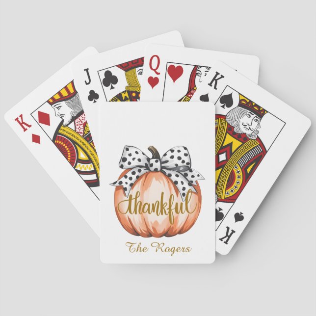 Thankful Pumpkin with Polka Dot Bow Casinokort (Baksidan)