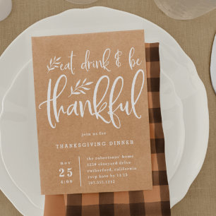 Thankful Season Thanksgiving Dinner Invitation Julkort