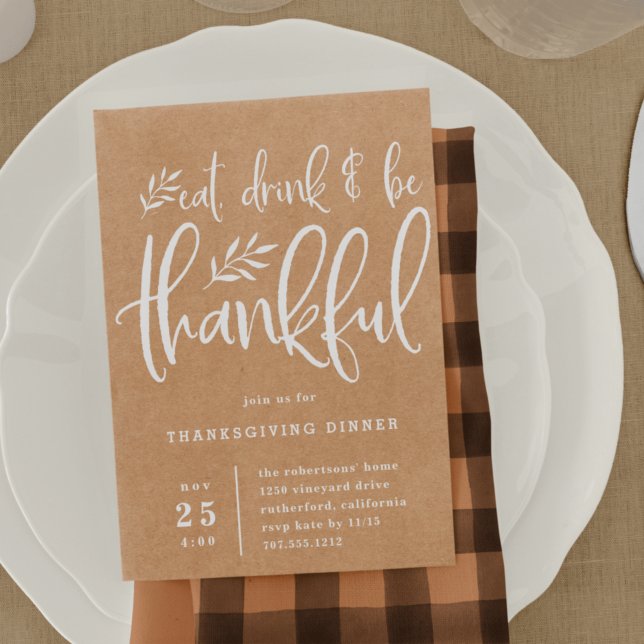 Thankful Season | Thanksgiving Dinner Invitation Julkort (Skapare uppladdad)