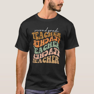 Thankful Second Grade Teacher Retro Fall Vibes Aut T Shirt