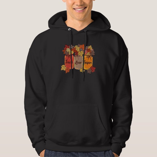Thankful Teacher Floral Thanksgiving Hoodie (Framsida)