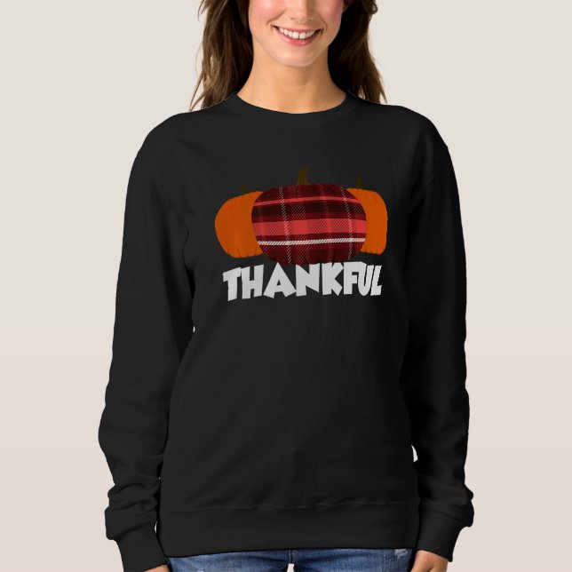 Thankful Thanksgiving Pumpkin Flannel   T Shirt (Framsida)