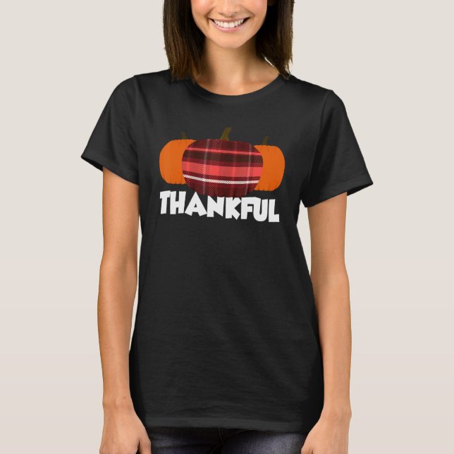 Thankful Thanksgiving Pumpkin Flannel T Shirt (Framsida)