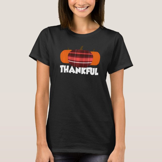 Thankful Thanksgiving Pumpkin Flannel   T Shirt (Framsida)
