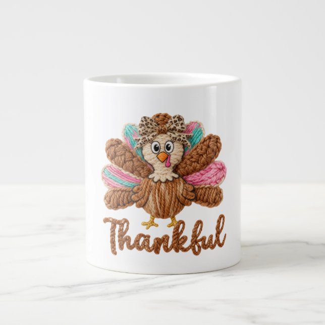 Thankful Turkey Design – Latch Hook Yarn Crochet S Jumbo Mugg (Framsidan)