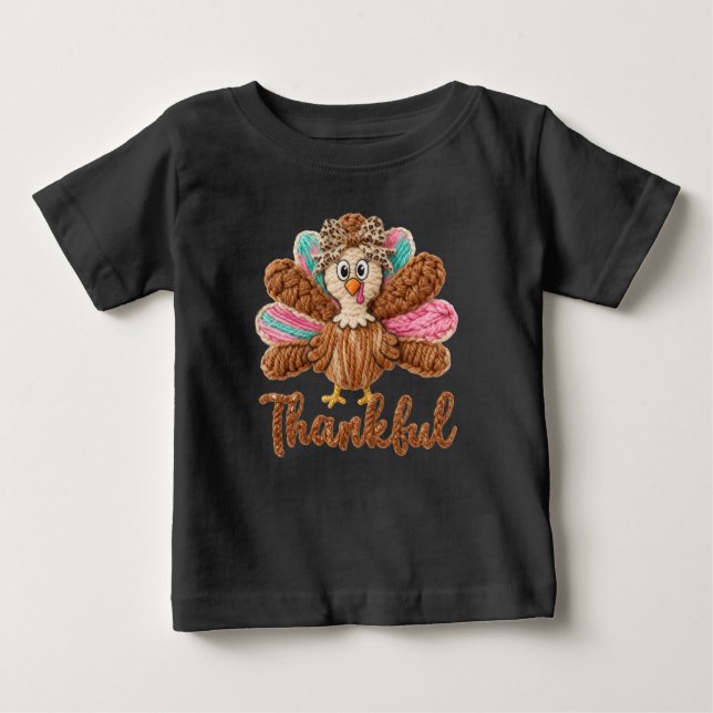 Thankful Turkey Design – Latch Hook Yarn Crochet S T Shirt (Framsida)