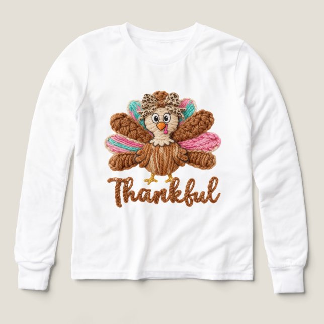 Thankful Turkey Design – Latch Hook Yarn Crochet S T Shirt (Design framsida)