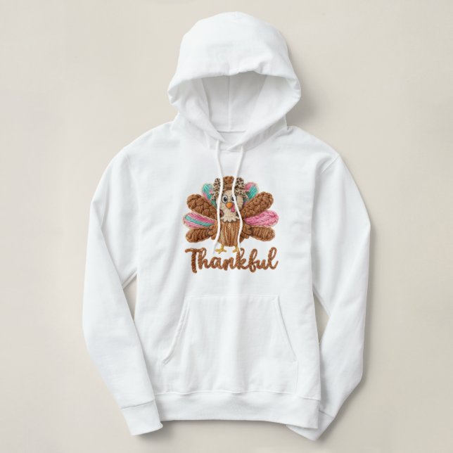 Thankful Turkey Design – Latch Hook Yarn Crochet S T Shirt (Design framsida)