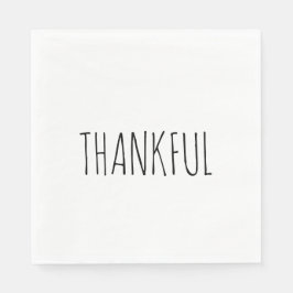 THANKFUL White & Black Thanksgiving Dinner Napkins Pappersservett