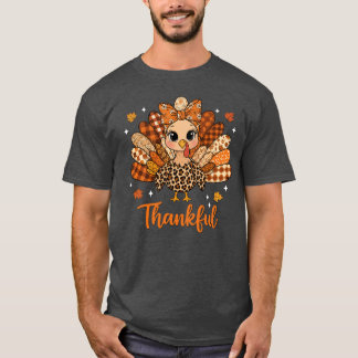 Thankfulurkey Fall Leopard Patchworkhanksgiving vi T Shirt