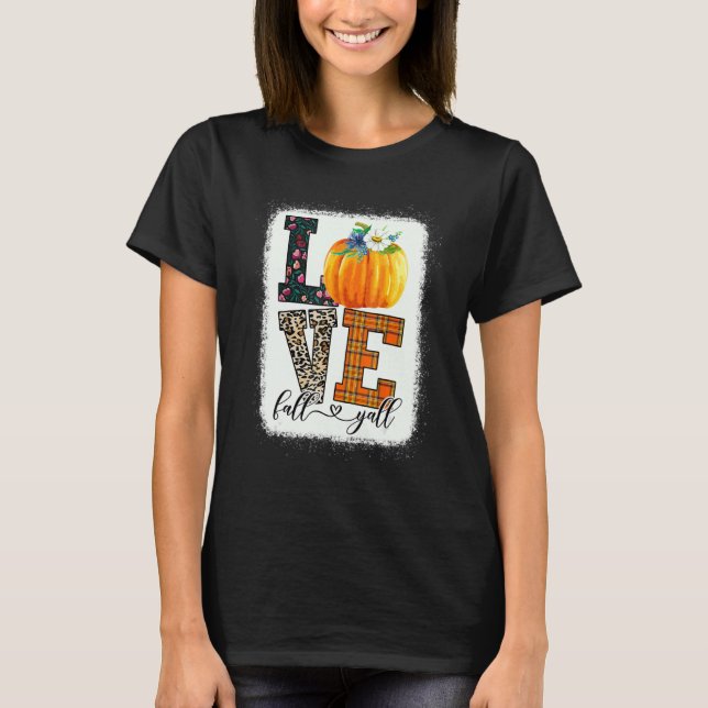Thankgiving Pumpkin Leopard Print Fall Kärlek Fall T Shirt (Framsida)