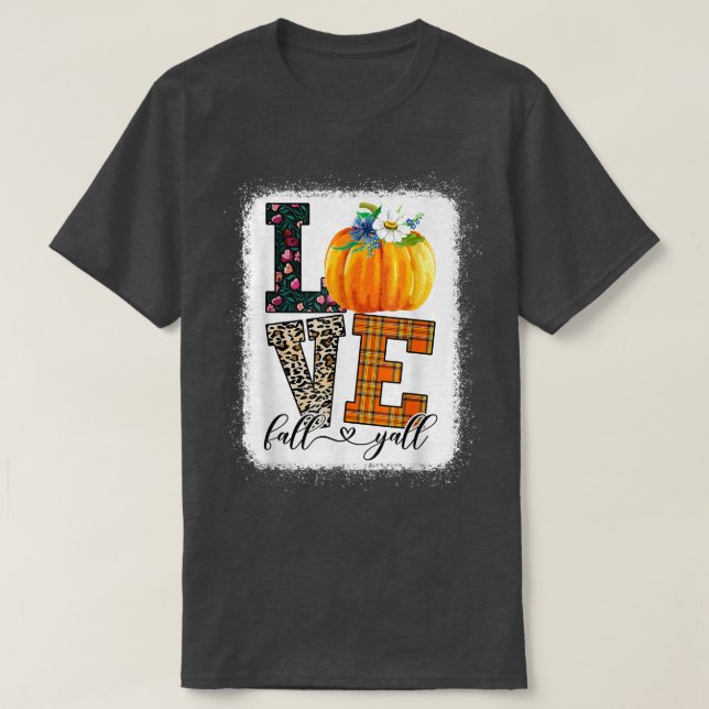 Thankgiving Pumpkin  Leopard Print Fall Love Fall  T Shirt (Design framsida)