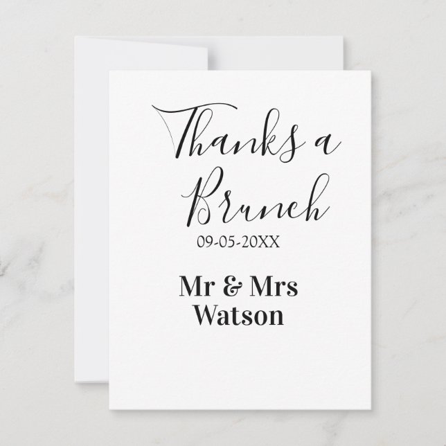 Thanks a brunch post wedding name date simple  anteckningskort (Framsida)