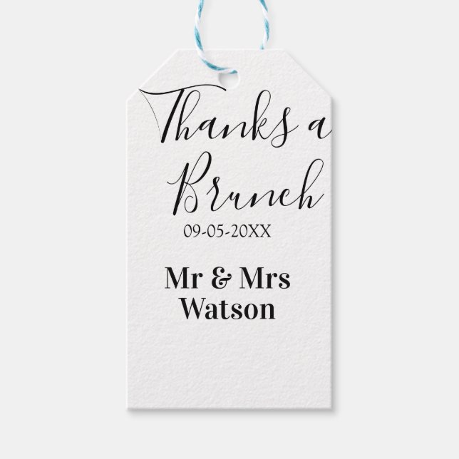 Thanks a brunch post wedding name date simple  presentetikett (Framsidan)
