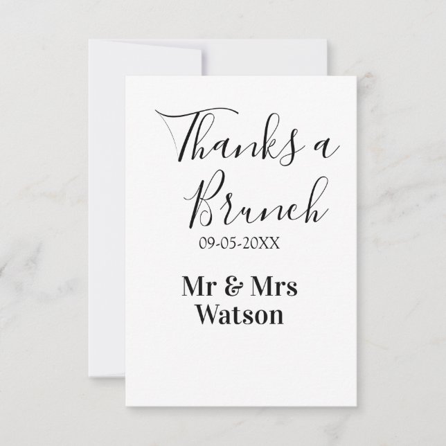 Thanks a brunch post wedding name date simple  tack kort (Framsida)