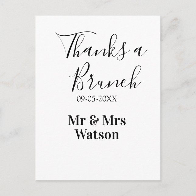 Thanks a brunch post wedding name date simple  vykort (Framsida)