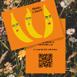 THANKS A BUNCH FUNny Bananas ORDER TACK QR Visitkort<br><div class="desc">Kolla in den här söta och färglösa konsten, hand som jag gör åt dig! Lägg till din egen text längst fram och bak på det här roliga tackkortet. Perfekt att inkludera med kundorder. Lägg till din egen text på baksidan och din egen webbplats i QR-koden. Allt är fullt anpassade. Du...</div>