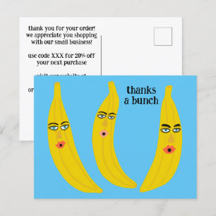 THANKS A BUNCH FUNny Bananas ORDER TACK QR Vykort